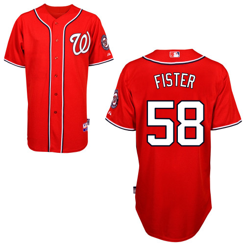 Doug Fister #58 MLB Jersey-Washington Nationals Men's Authentic Alternate 1 Red Cool Base Baseball Jersey